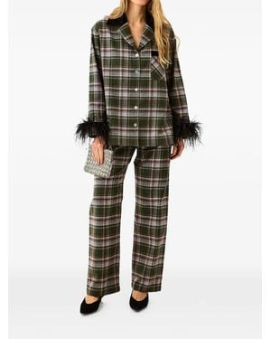 Sleeper Checked Detachable-Feathers Pyjama - Black