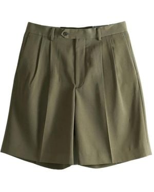 AURALEE Pleated Gabardine Shorts - Green