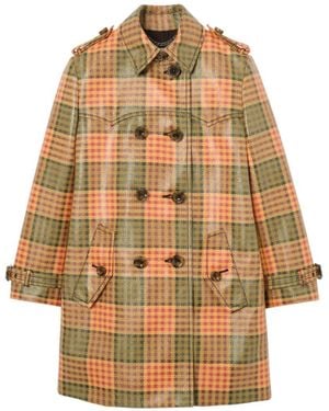 Burberry Short Check Coated Raffia-Effect Summerside Trench Coat - Natural