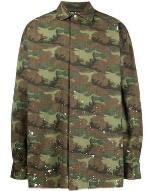 Palm Angels Camouflage Logo Print Shirt - Green