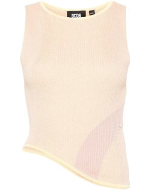 Gcds Comma Asymmetric Ribbed Top - Natural