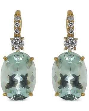 Irene Neuwirth 18K Gemmy Gem Aquamarine And Diamond Earrings - Green