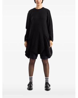 Comme des Garçons Draped-Pocket Boiled Wool Sweater Dress - Black