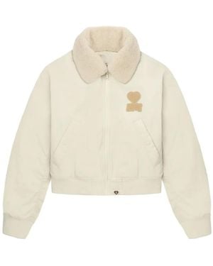A Bathing Ape Shearling Collar Patch Jacket - White