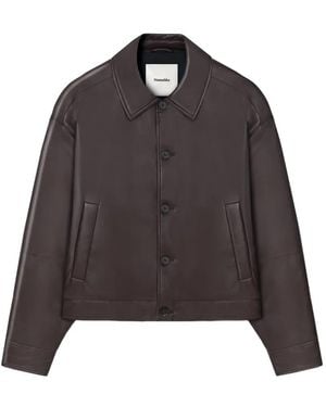 Nanushka Zaler Cropped Leather Jacket - Brown