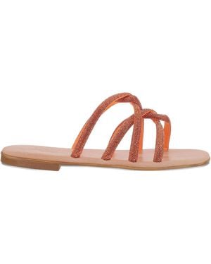 Kima Leather Flat Sandals - Brown