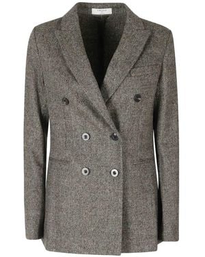Circolo 1901 Herringbone Double-Breasted Blazer - Gray