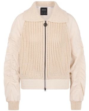Marc Cain Knitted Roll-Neck Jacket - Natural