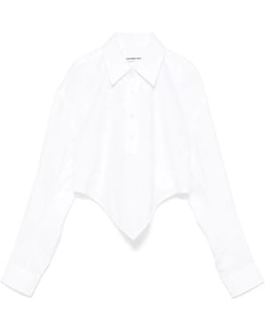 Alexander Wang Cropped Shirt Diamond Hem - White