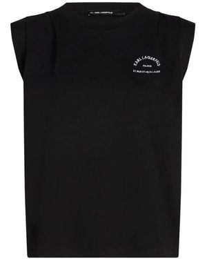 KARL LAGERFELD Rue St-Guillaume Padded-Shoulder T-Shirt - Black