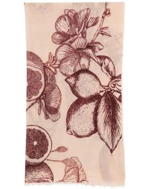 Mouleta Fruit-Print Frayed Scarf - Pink