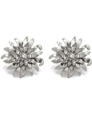 Miu Miu Floral-Motif Clip-On Earrings - White