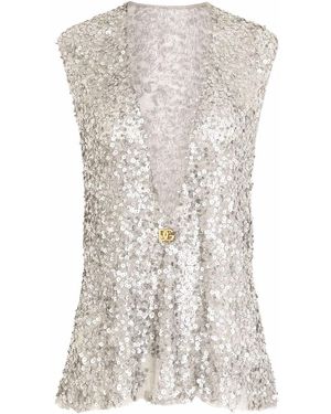 Dolce & Gabbana Top Mit Pailletten - Weiß