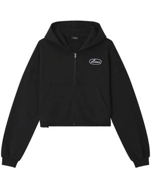we11done Logo-Patch Zip-Up Hoodie - Black