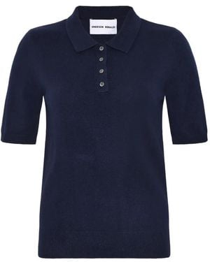 EMERSON RENALDI Short-Sleeve Polo Top - Blue
