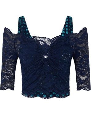 Rabanne Trompe-L'Œil Lace Top - Blue