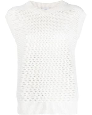 Closed Honeycomb-Knit Crew-Neck Vest - White