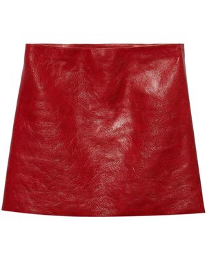 Prada Falda corta con efecto agrietado - Rojo