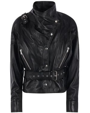 VAQUERA Belted Leather Jacket - Black