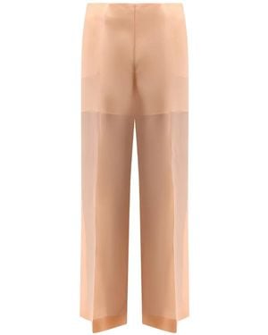Alberta Ferretti Side-Slit Silk Pants - White