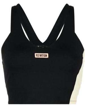 P.E Nation Panelled Logo-Patch Sports Bra - Black