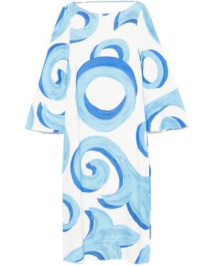 Themis Z Abstract-Pattern Midi Dress - Blue