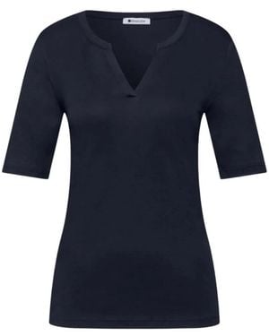 Street One V-Neck Cotton Top - Blue