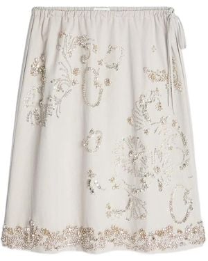 Dries Van Noten Embroidered Cotton Skirt - White