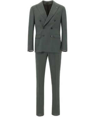 Manuel Ritz Double-Breasted Peak-Lapel Suit - Green