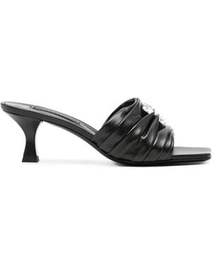 Casadei 65Mm Leather Sandals - Black