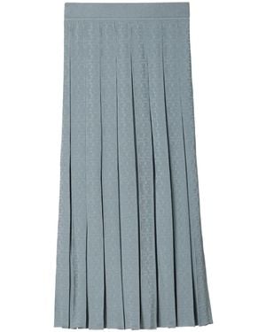 Tory Burch Gonna Midi Plissettata Con Monogramma - Blu