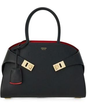 Ferragamo Hug Bicolour Handbag (M) - Black