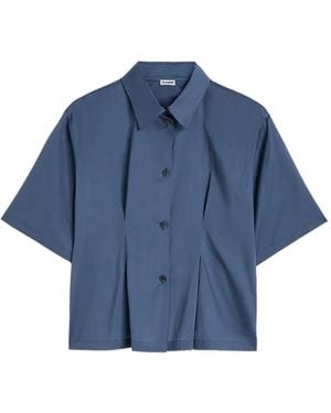 Jil Sander Pleated-Waist Muslin Shirt - Blue