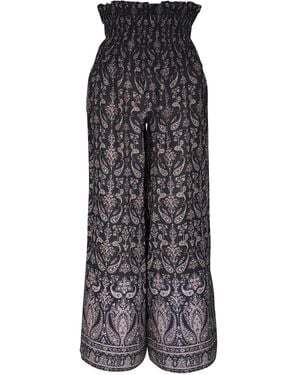 Veronica Beard Shirred Paisley Trousers - Black