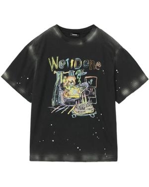 we11done T-Shirt Met Grafische Print - Zwart
