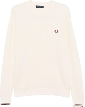 Fred Perry Embroidered-Logo Sweater - Natural