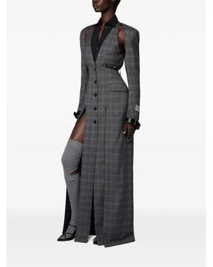 SRVC Studio Serpentine Check Wool Coat - Black