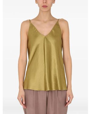 Alysi V-Neck Linen Top - Green