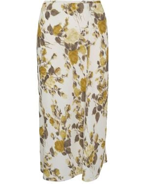 Ami Paris Floral-Motif Midi Skirt - Metallic