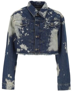 Vivienne Westwood Bleach-Wash Cropped Denim Jacket - Blue