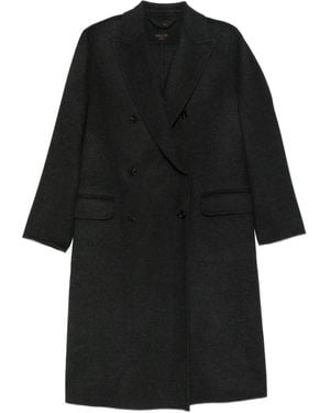 Paltò Arianna Double-Breasted Wool Coat - Black