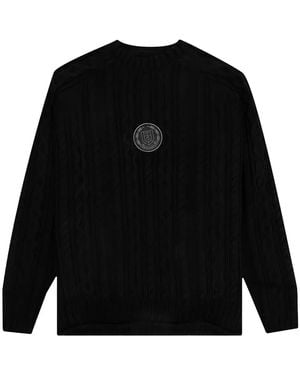 Honor The Gift Cable-Knit Logo-Patch Jumper - Black