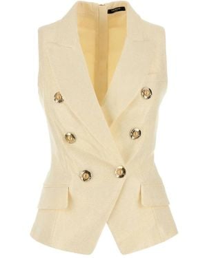 Balmain Double-Breasted Buttoned Vest - Natural