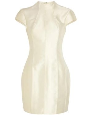 De La Vali Zena Paneled Cap-Sleeve Mini Dress - White