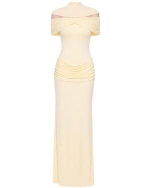 Chats by C.Dam Marlene Draped Maxi Dress - White