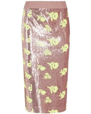 Essentiel Antwerp Sequin-Embellished Floral-Motif Midi Skirt - White