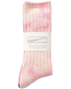 Anonymous Ism Uneven Dyed Crew Socks - Pink