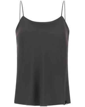 Herno Double Matte And Fluid Cady Fabric Camisole Top With Logo Plate - Black