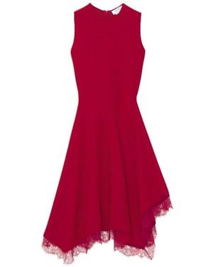McQueen Lace Trim A-Line Dress - Red