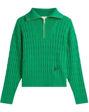 Tommy Hilfiger Cable-knit zip sweater - Verde
